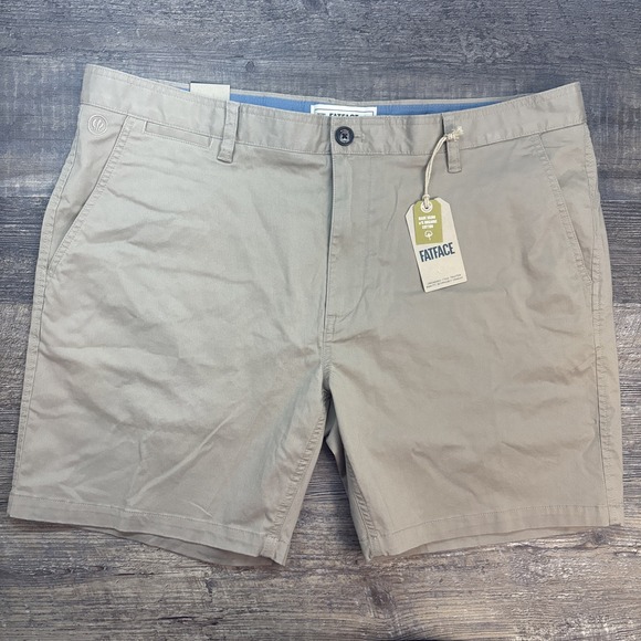 Fat Face Other - Fat Face Men's Size 40 Mawes Chino Shorts Flat Front Stone Cotton Stretch‎ NEW